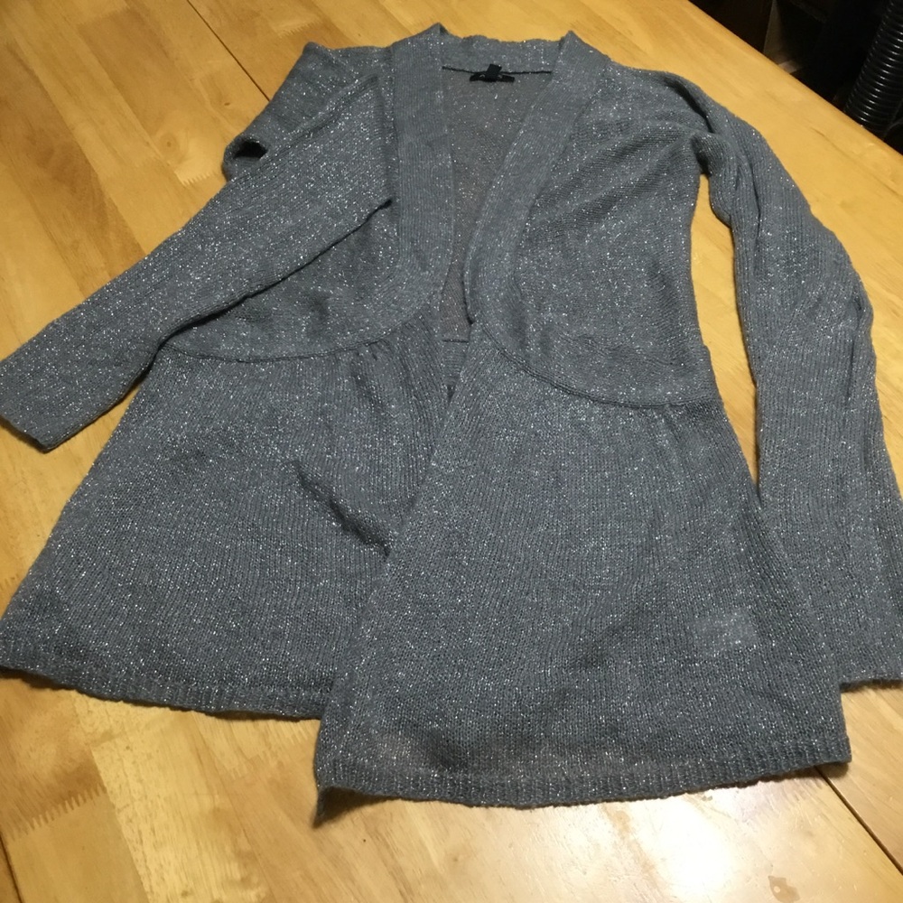APT 9 Silver Shimmer Cardigan Sweater Juniors Medium